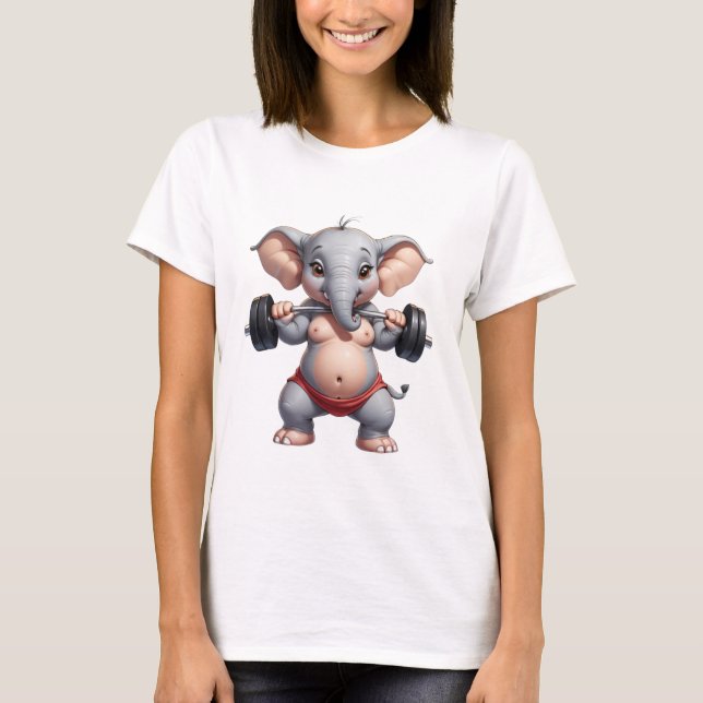 Elephant Hebe Bodybuilder Elefant Gym T-Shirt (Vorderseite)