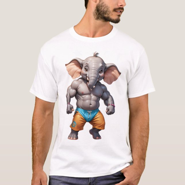Elephant Hebe Bodybuilder Elefant Gym T-Shirt (Vorderseite)