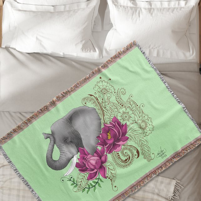 Elephant Henna Lotus Blume Decke (Von Creator hochgeladen)