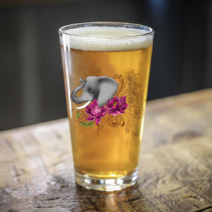 Elephant Henna Lotus Blume Glas