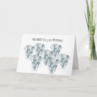 Elephant Herd Funny Happy Birthday