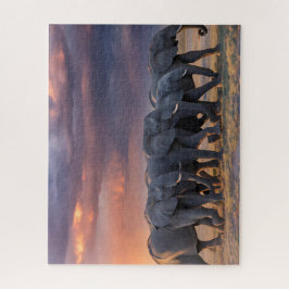 Elephant Herd überquert die Savannah Puzzle