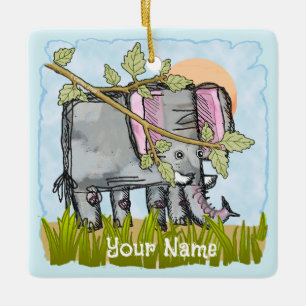 Elephant Hiding Keramikornament