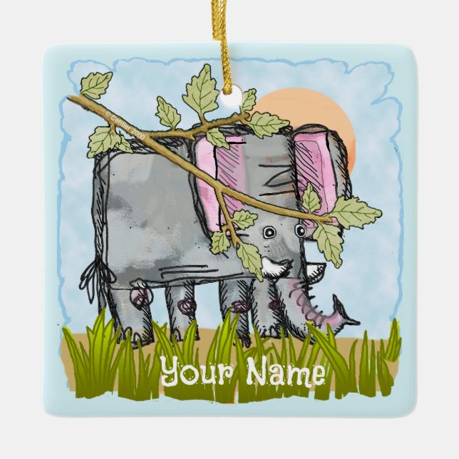 Elephant Hiding Keramikornament (Vorderseite)