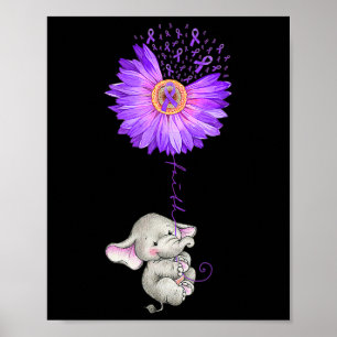 Elephant Hold Lila Sonnenblume Fibromyalgie Awaren Poster