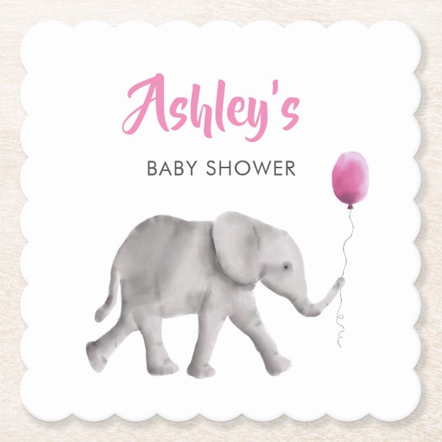 Elephant Holding Balloon Baby Shower Paper Unterse Untersetzer (Vorderseite)