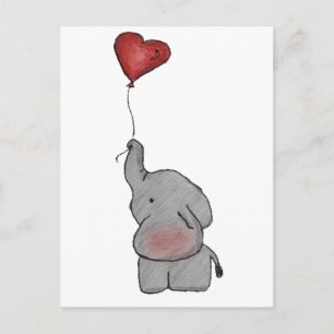 Elephant Holding Balloon Postkarte