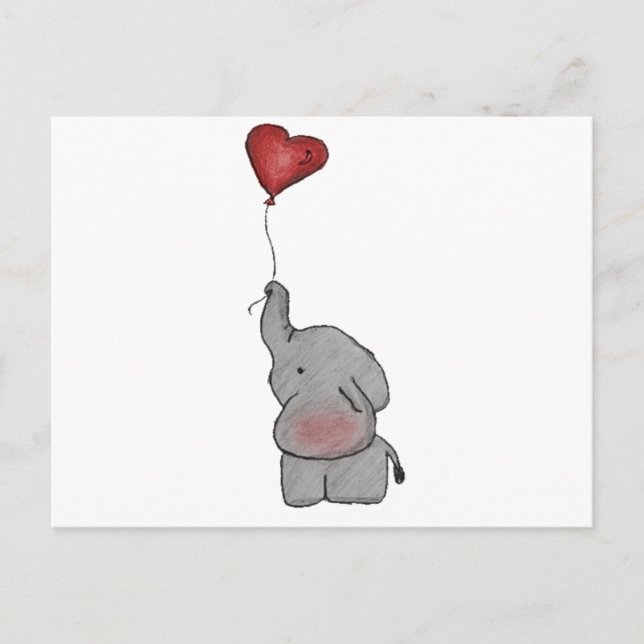 Elephant Holding Balloon Postkarte (Vorderseite)