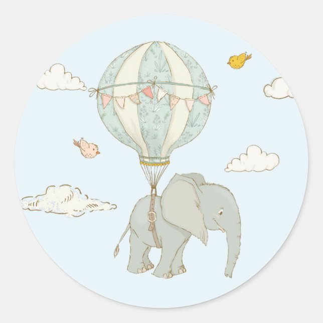 Elephant Hot Air Ballon Aufkleber (Vorderseite)