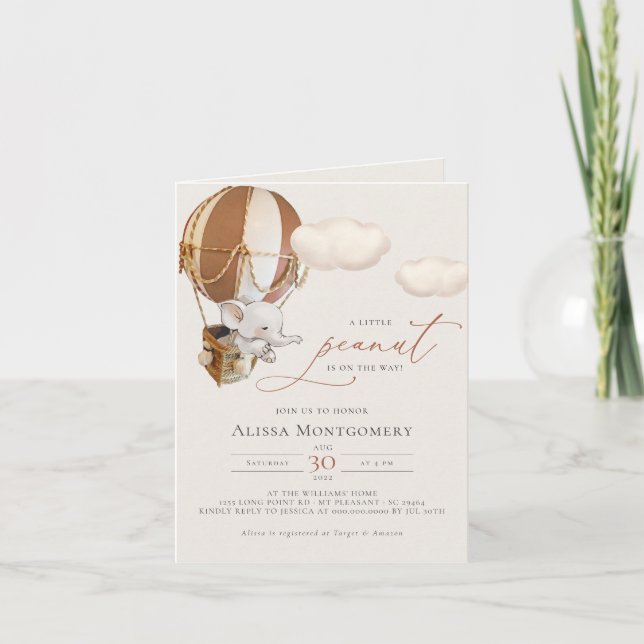 Elephant Hot-Air-Ballon-Einladung Einladung (Vorderseite)