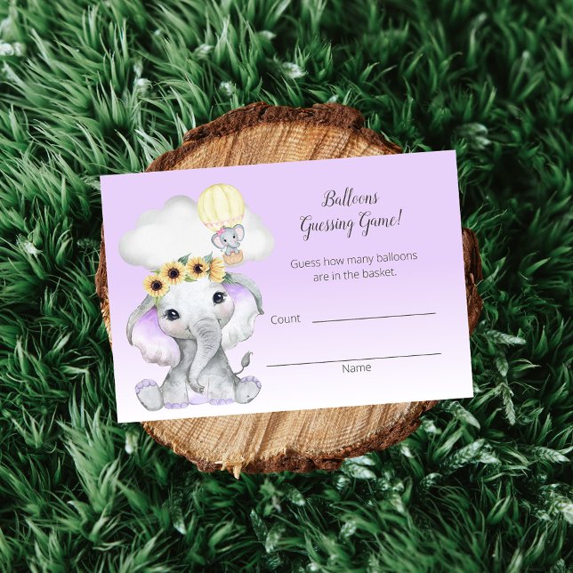 Elephant Hot Air Ballon Lila Guessing Count Begleitkarte (Von Creator hochgeladen)