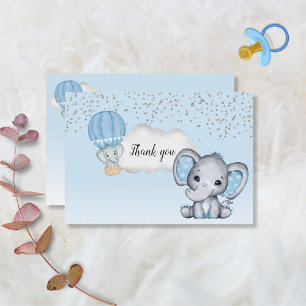 Elephant Hot Air Balloon Baby Boy Dusche Vielen Da Dankeskarte