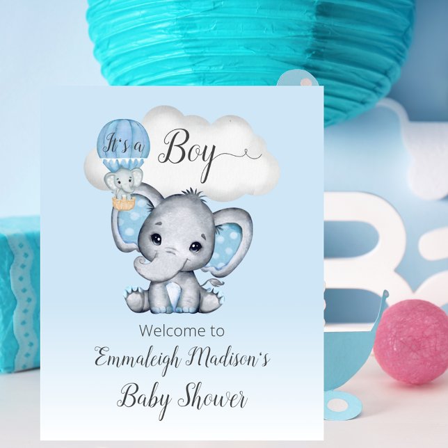 Elephant Hot Air Balloon Baby Boy Welcome Poster (Von Creator hochgeladen)