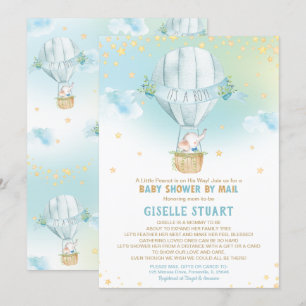 Elephant Hot Air Balloon Baby Shower by Mail Boy Einladung