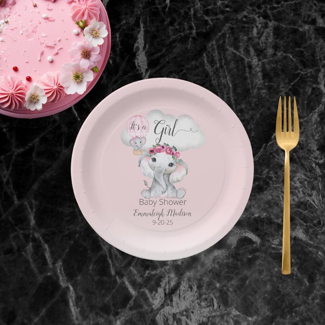 Elephant Hot Air Balloon Babydusche Pappteller (Von Creator hochgeladen)