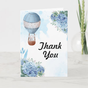 Elephant Hot Air Balloon Blue Hydrangea Foto Dankeskarte