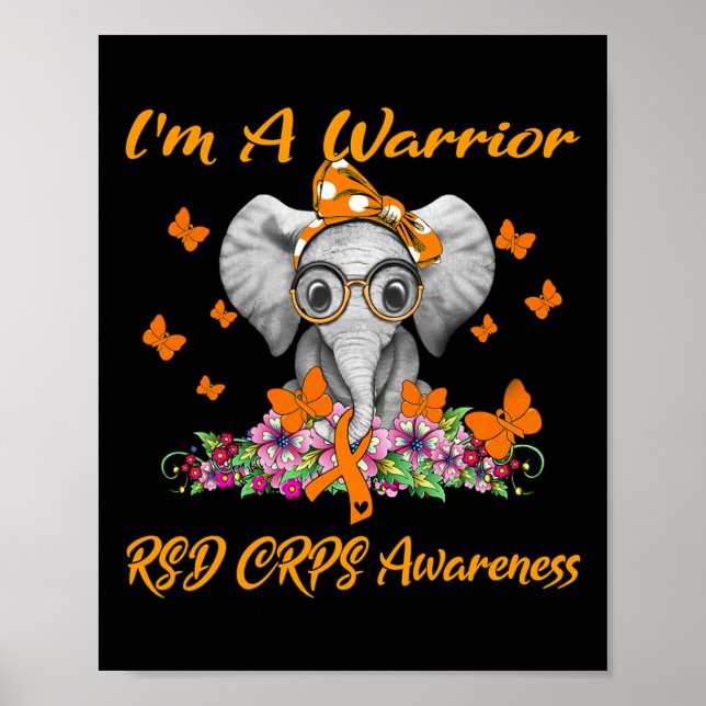 Elephant I bin ein Krieger RSD CRPS Bewusstsein Poster (Vorne)