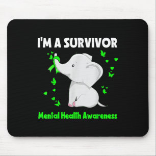 Elephant I bin ein Überlebender Mental Health Awar Mousepad