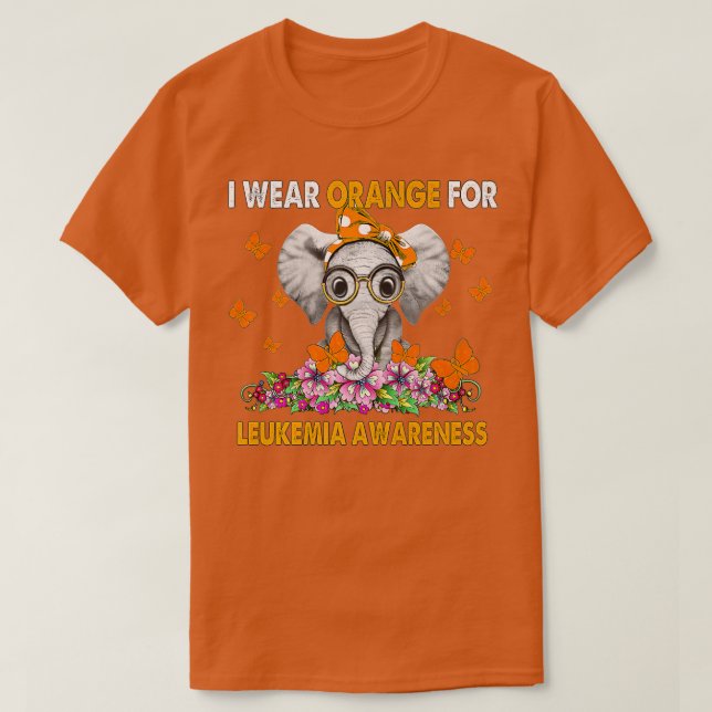 Elephant I trägt Orange für Leukämie T-Shirt (Design vorne)