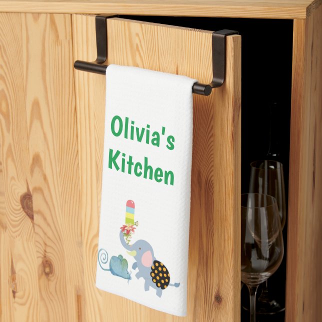 Elephant Ice Cream Floral Maus Küche Handtuch (Drittel gefaltet)