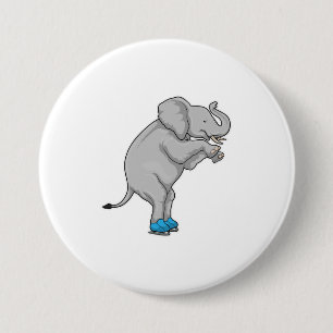 Elephant Ice Skaten Ice Skate Button
