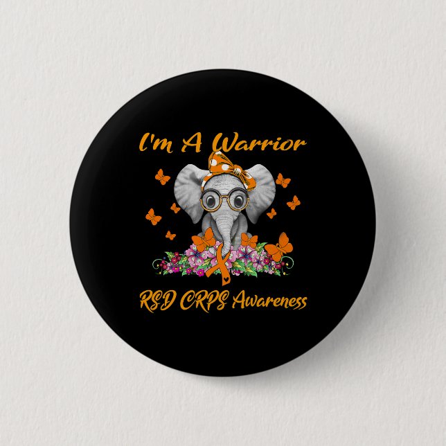 Elephant ich bin ein Krieger Rsd Crps Bewusstsein Button (Vorderseite)