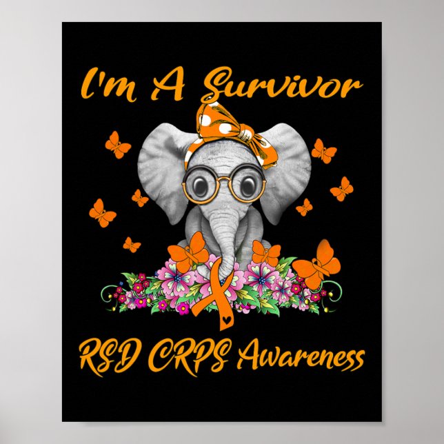 Elephant ich bin ein Überlebender Rsd Crps Bewusst Poster (Vorne)