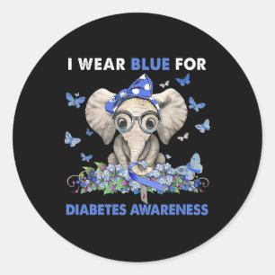 Elephant ich trage Blau zur Sensibilisierung für D Runder Aufkleber
