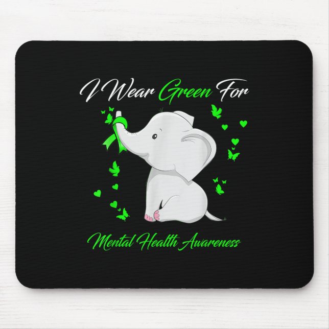 Elephant ich trage Grün für das Bewusstsein für ps Mousepad (Vorne)