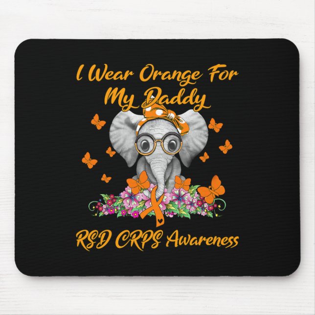 Elephant ich trage Orange für mein Daddy Rsd Crps  Mousepad (Vorne)
