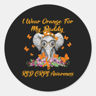 Elephant ich trage Orange für mein Daddy RSD CRPS- Runder Aufkleber