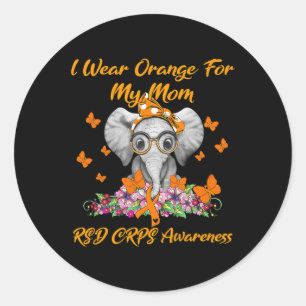 Elephant Ich trage Orange für meine Mama Rsd Crps Runder Aufkleber