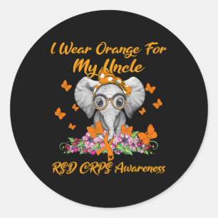 Elephant ich trage Orange für meine Onkel Rsd Crps Runder Aufkleber