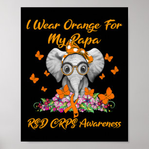 Elephant Ich trage Orange für meine Papa Rsd Crps Poster