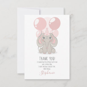 Elephant in Birthday Party - Danke Einladung