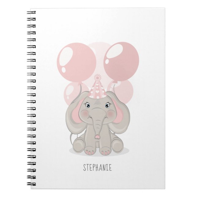 Elephant in Birthday Party Hat Notizblock (Vorderseite)