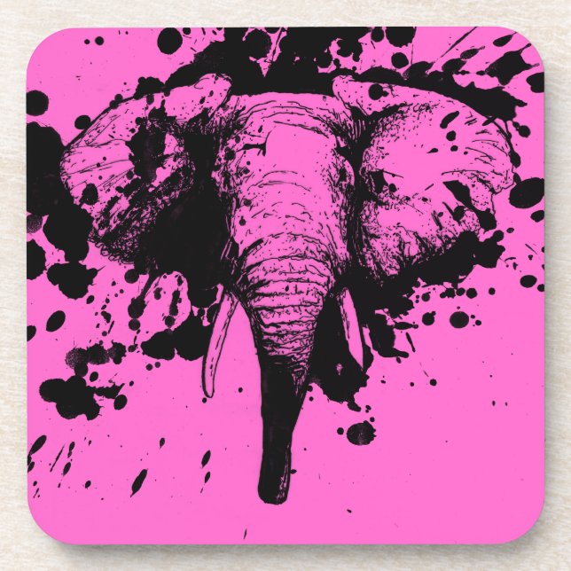 Elephant in Black Splash Wählen Sie Ihren Hintergr Untersetzer (Vorderseite)