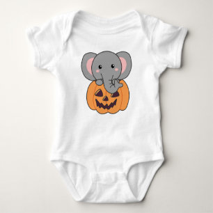 Elephant In Pumpkin Cute Elephant Happy Halloween Baby Strampler