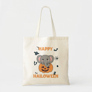 Elephant In Pumpkin Cute Elephant Happy Halloween Tragetasche