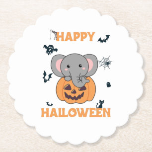 Elephant In Pumpkin Cute Elephant Happy Halloween Untersetzer
