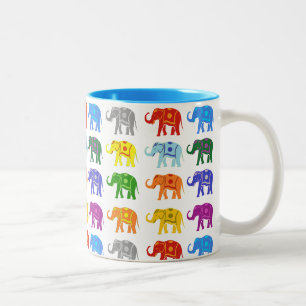 Elephant Indian Happy Colorful Zweifarbige Tasse