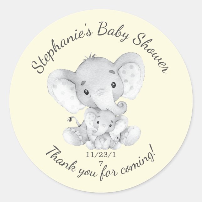 Elephant Jungle Animals Baby Shower Fevor Sticker (Vorderseite)