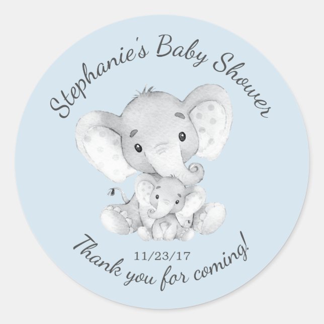 Elephant Jungle Animals Baby Shower Fevor Sticker (Vorderseite)