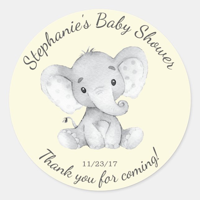 Elephant Jungle Animals Baby Shower Fevor Sticker (Vorderseite)