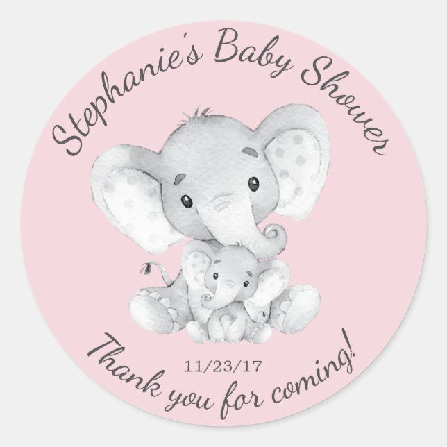 Elephant Jungle Animals Baby Shower Fevor Sticker (Vorderseite)