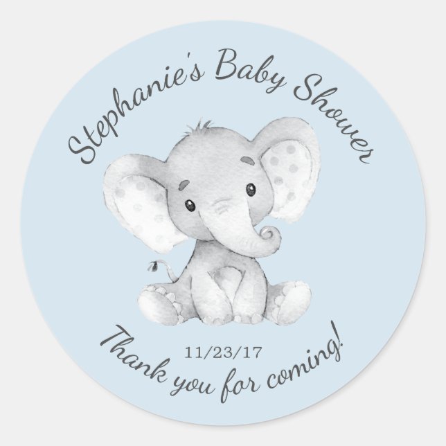 Elephant Jungle Animals Baby Shower Fevor Sticker (Vorderseite)