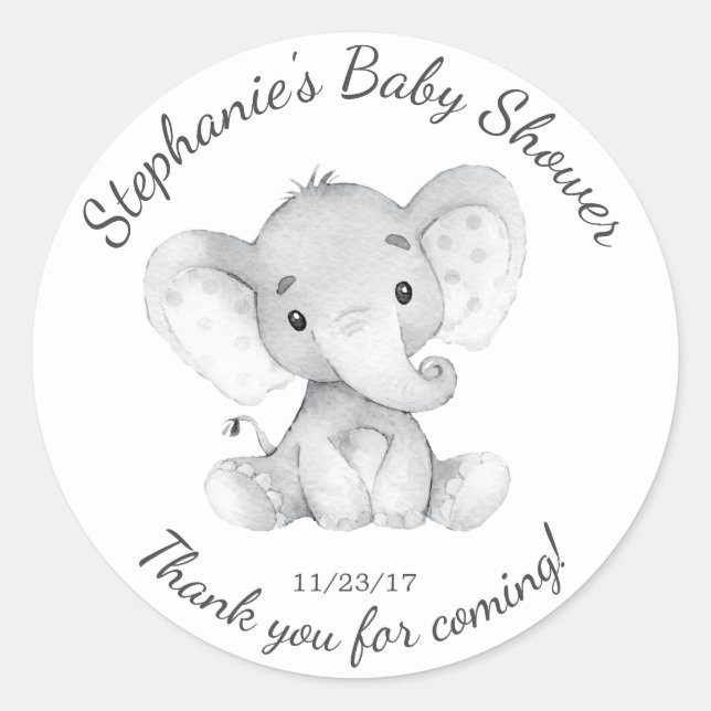 Elephant Jungle Animals Baby Shower Fevor Sticker (Vorderseite)