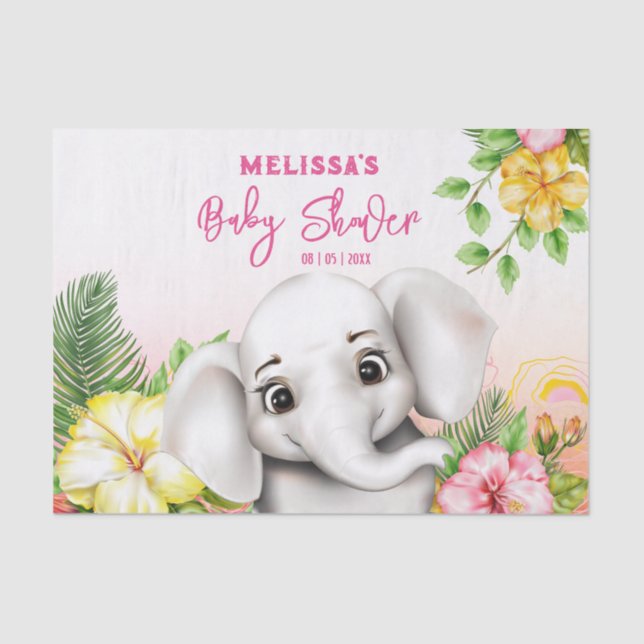 Elephant Jungle Safari Personalisiert Baby Dusche Seidenpapier (Vorderseite)