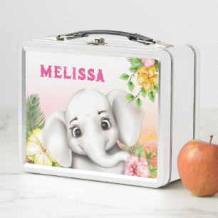 Elephant Jungle Safari Personalisiert Metall Brotdose