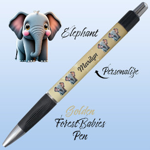 Elephant, Jungle Safari Woodland Animal Golden 🐘 Kugelschreiber